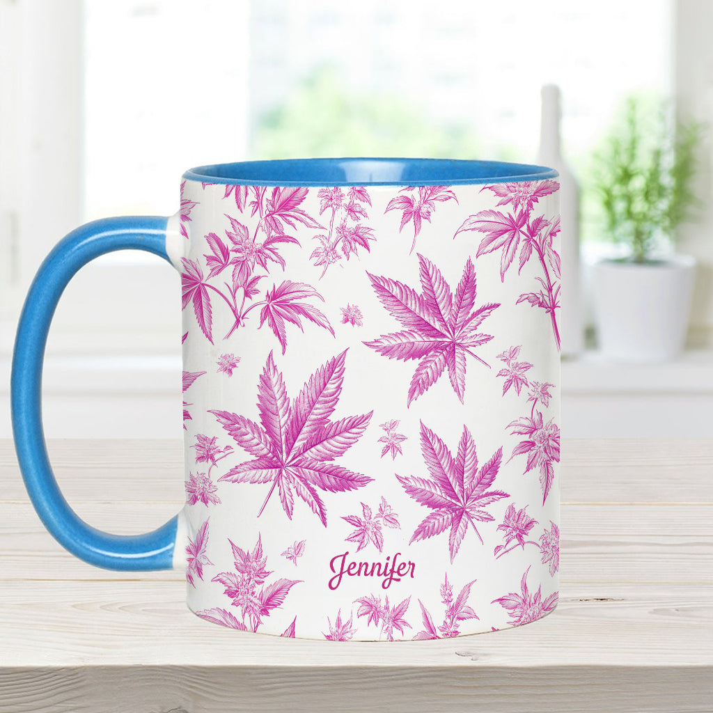 Pink Toil Marijuana Pattern - Personalized Weed Accent Mug