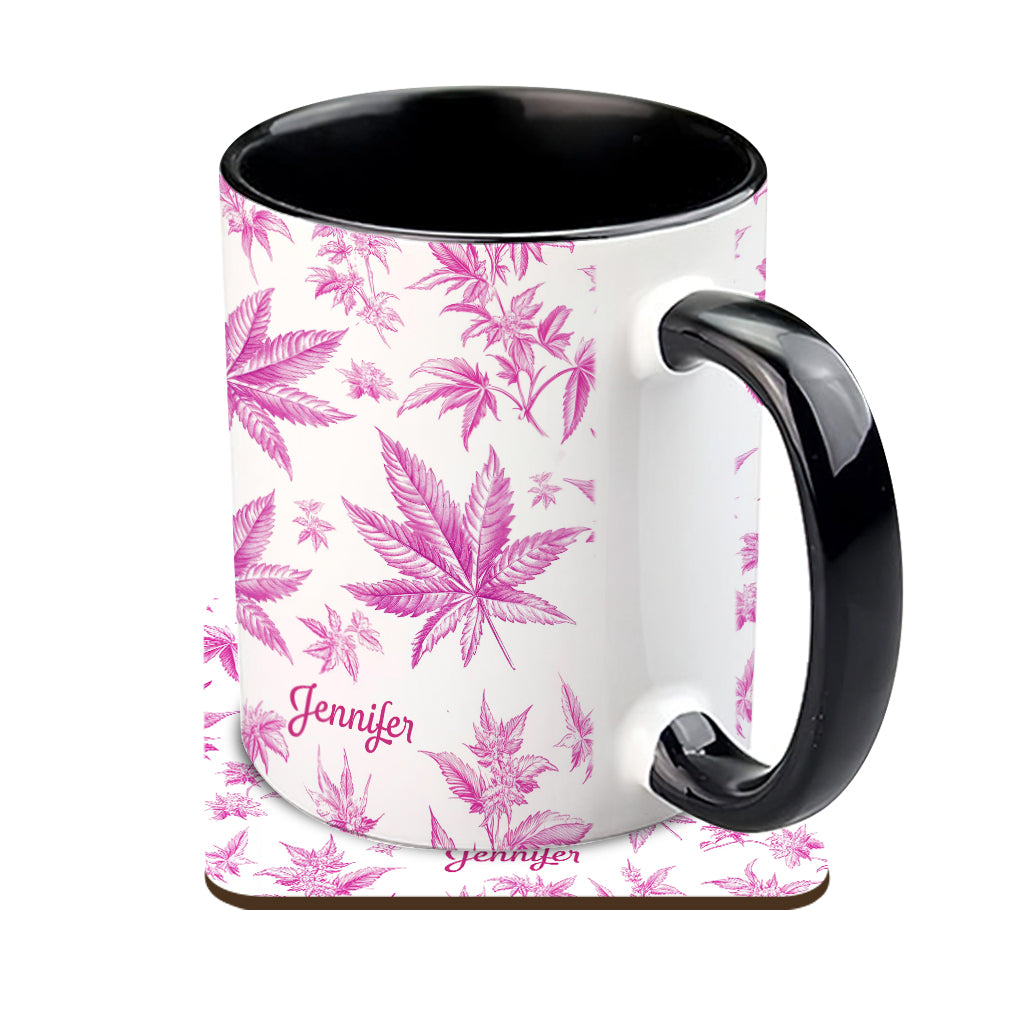 Pink Toil Marijuana Pattern - Personalized Weed Accent Mug