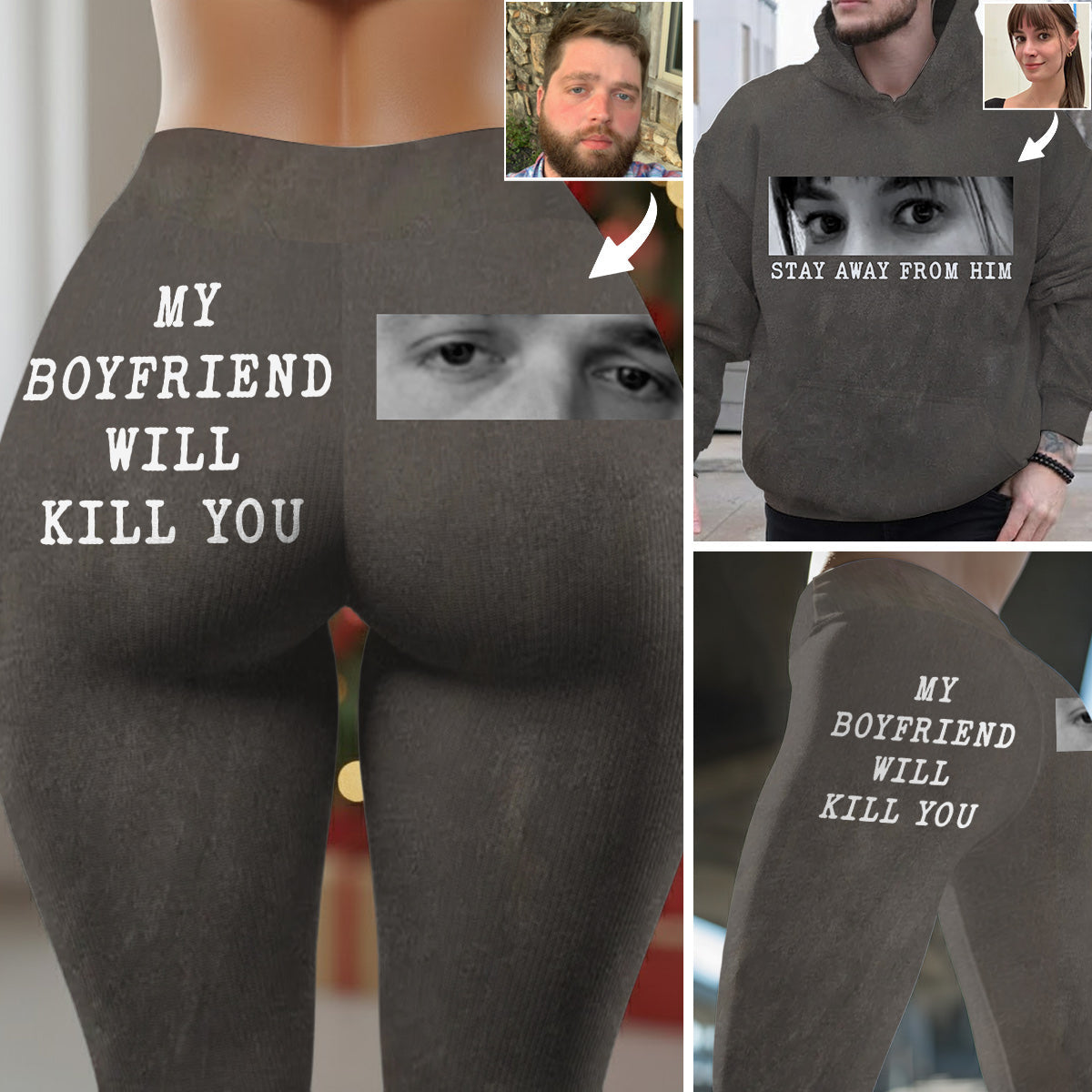 Protective Boyfriend Girlfriend Eyes - Personalized Couple Hoodie and Leggings