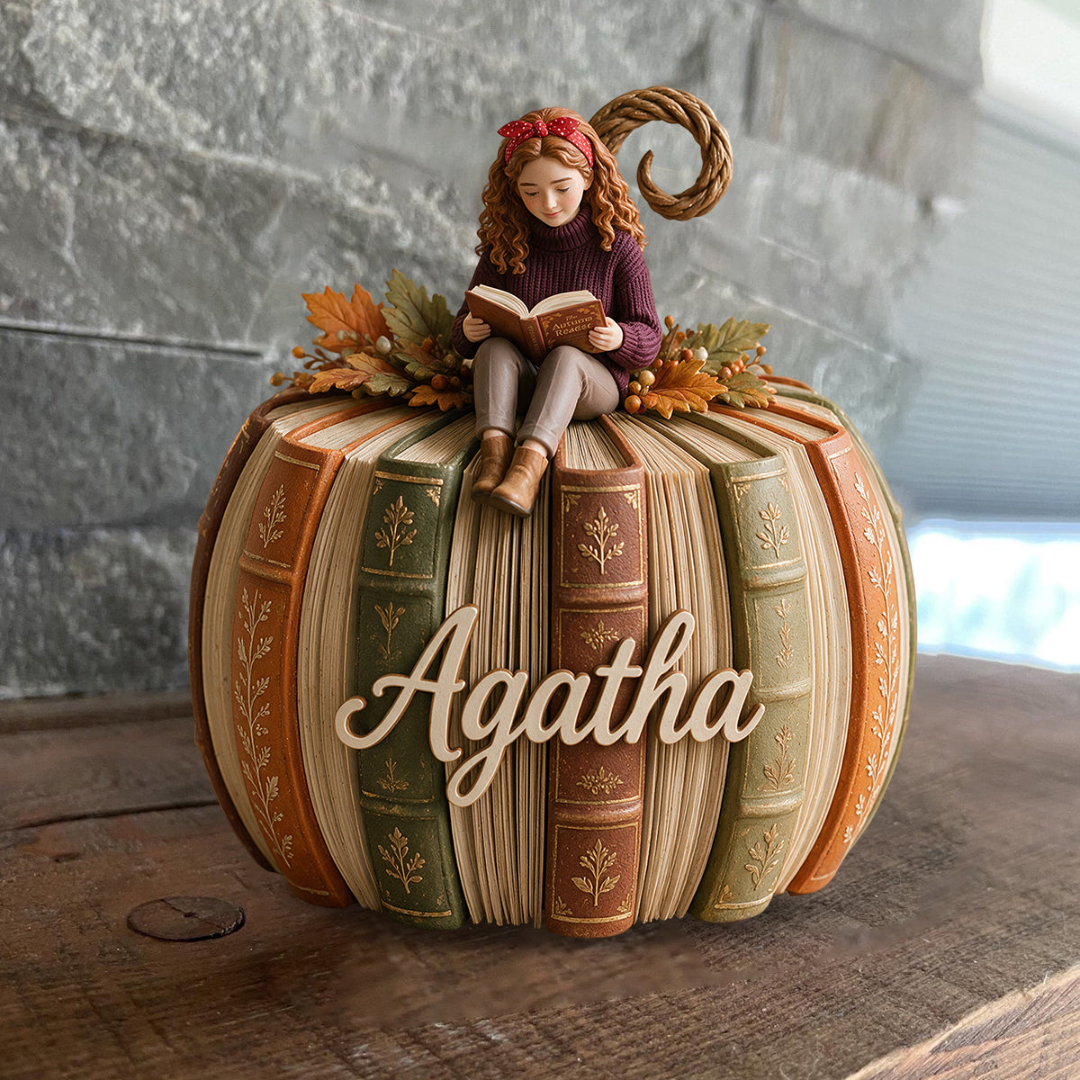 Book Pumpkin - Personalized Book Custom Shaped Wood Plaque