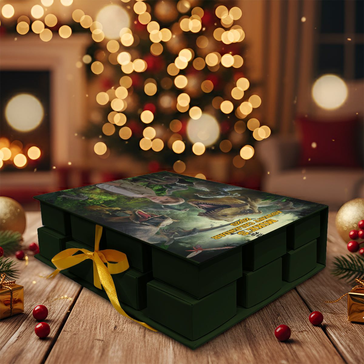 24 Dinosaurierarten – Geschenkidee für Jungen – Personalisierter Adventskalender zum Zusammenklappen mit Ornamenten