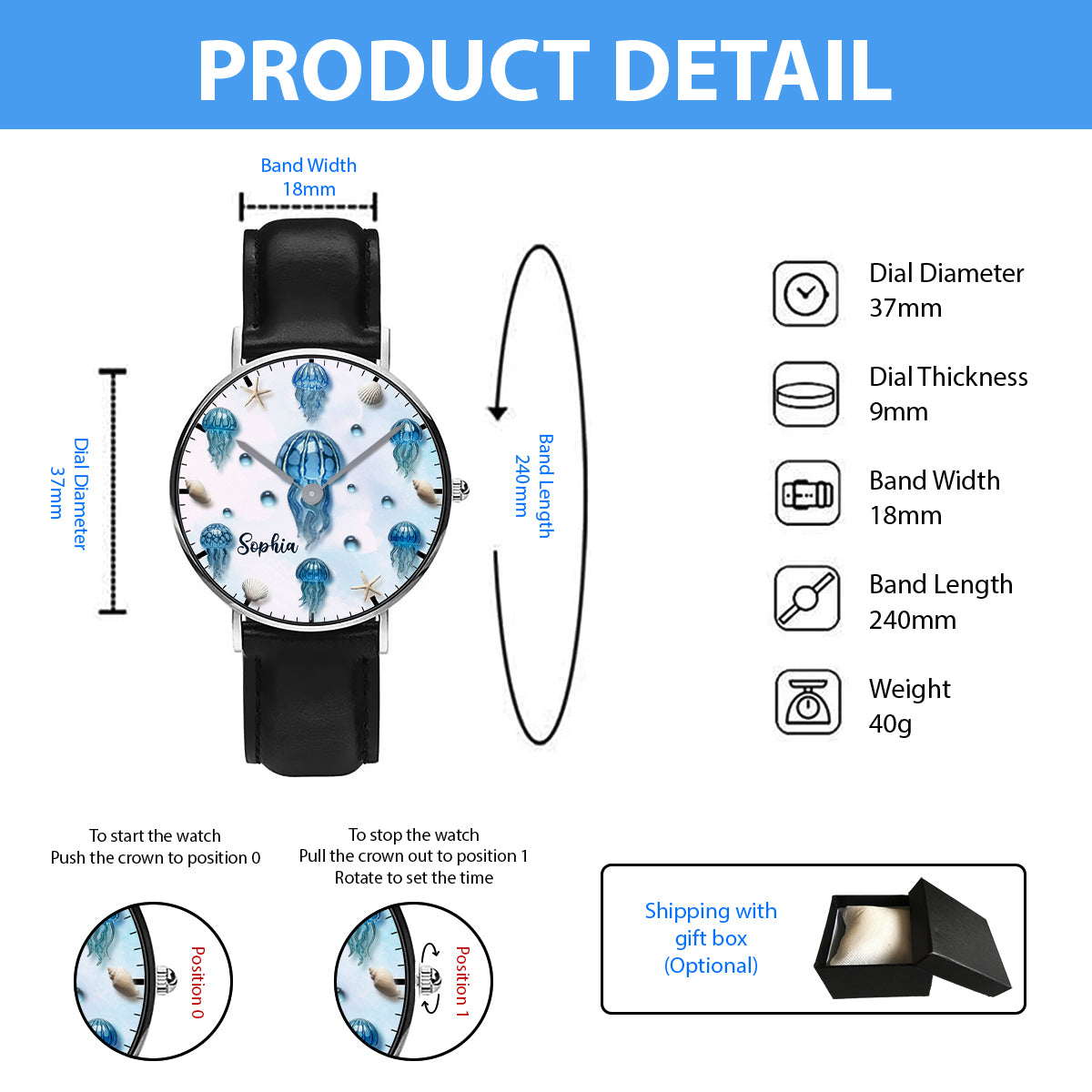 Personalisierte Armbanduhr für Quallenliebhaber