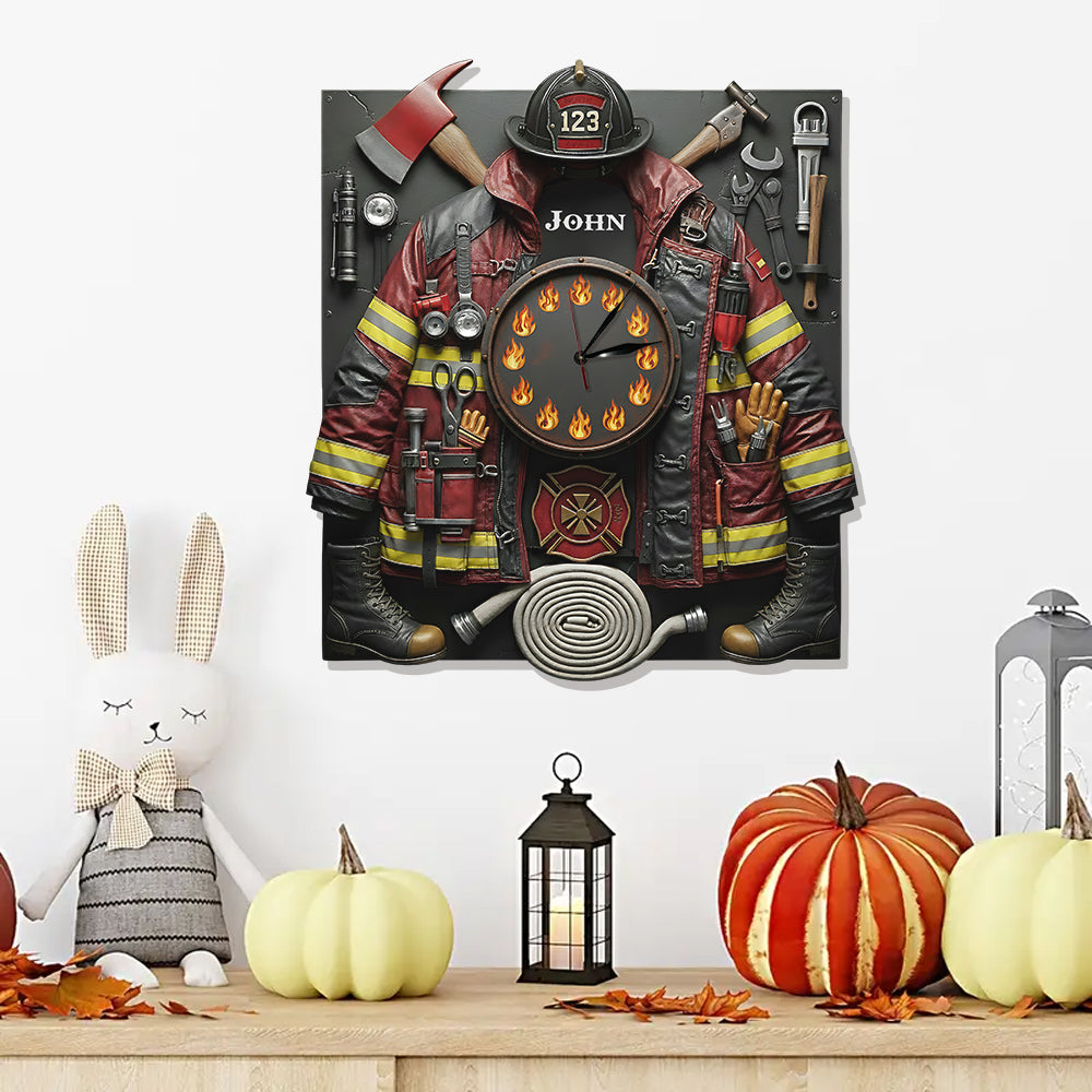 Starker Feuerwehrmann – Personalisierte Feuerwehr-LED-Wanduhr