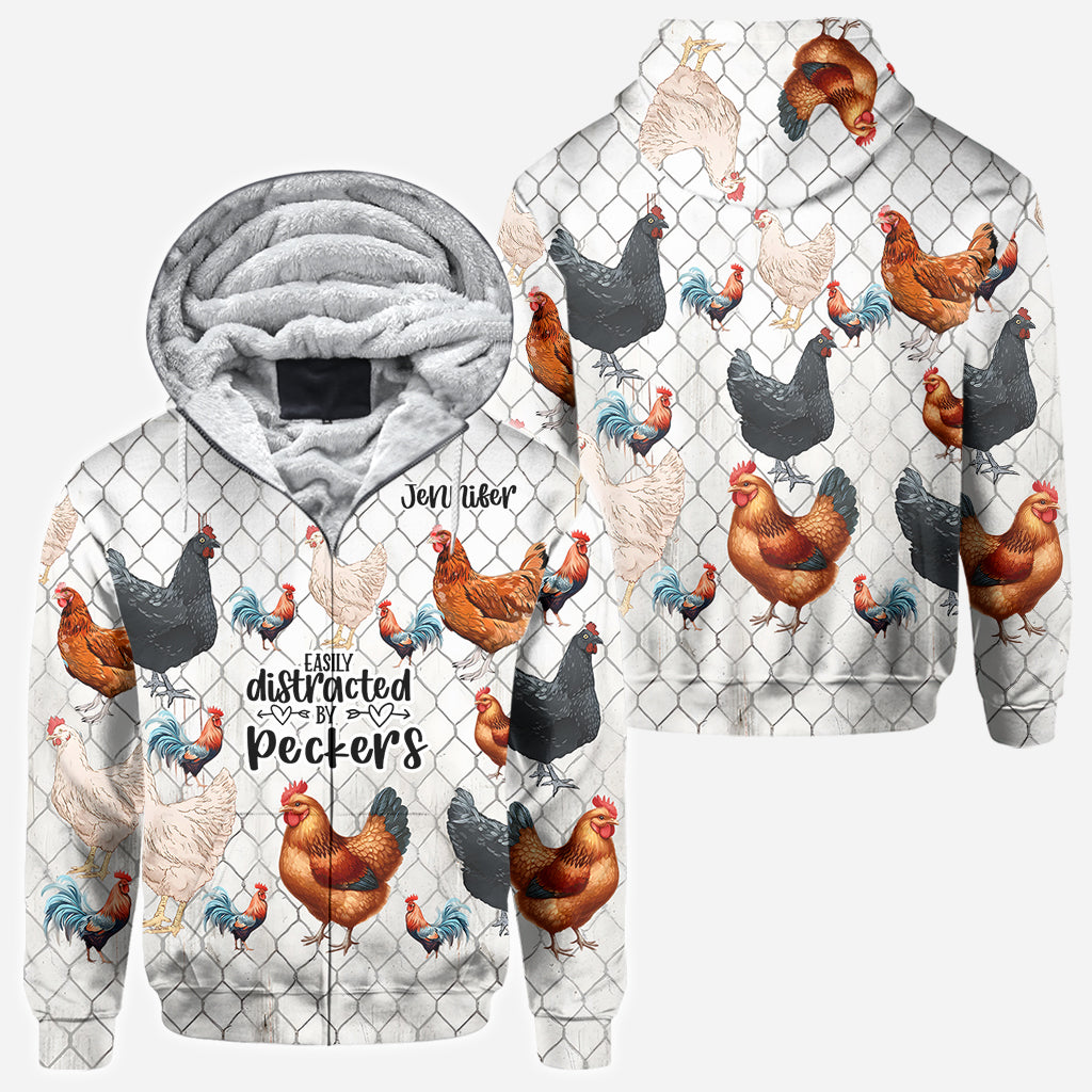 Easily Distracted by Peckers - Personalized Chicken All Over Shirt