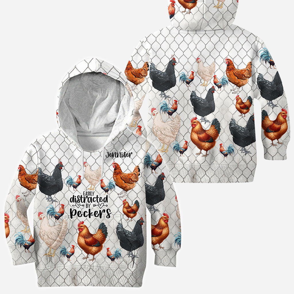 Easily Distracted by Peckers - Personalized Chicken All Over Shirt