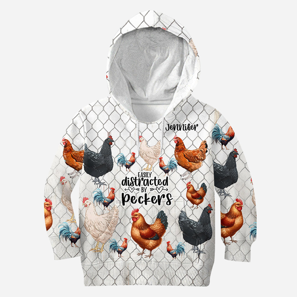 Easily Distracted by Peckers - Personalized Chicken All Over Shirt