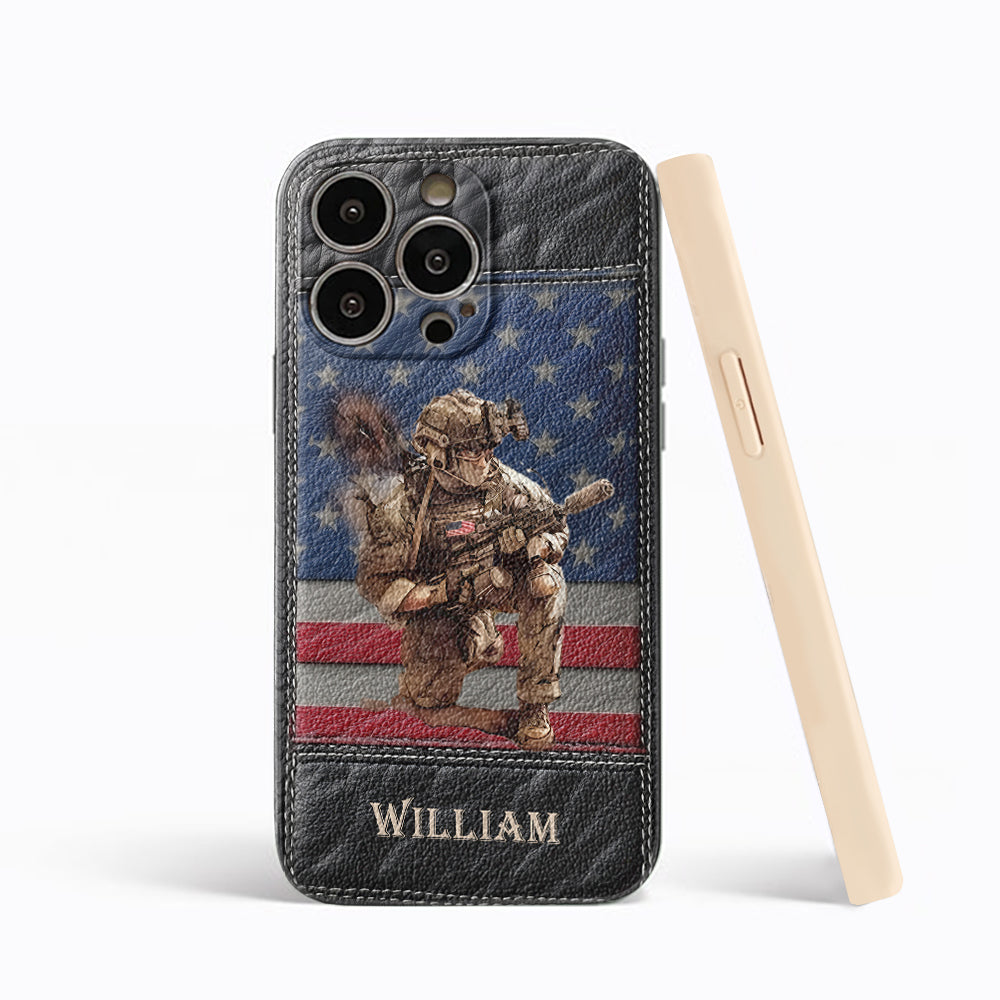 Military Art - Personalized Veteran Leather Phone Case