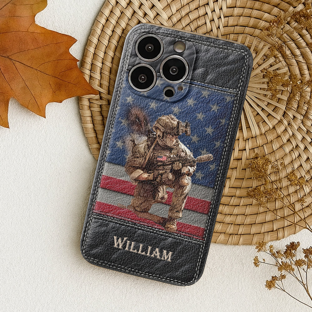 Military Art - Personalized Veteran Leather Phone Case