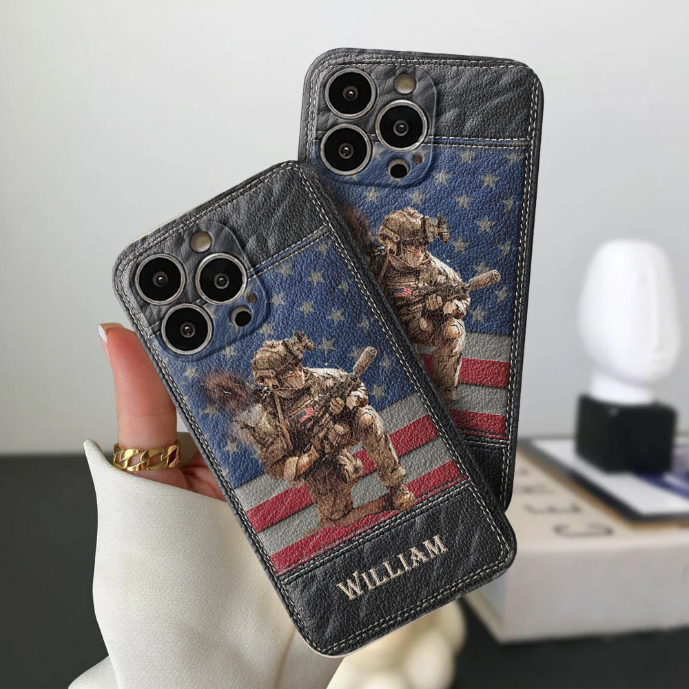 Military Art - Personalized Veteran Leather Phone Case
