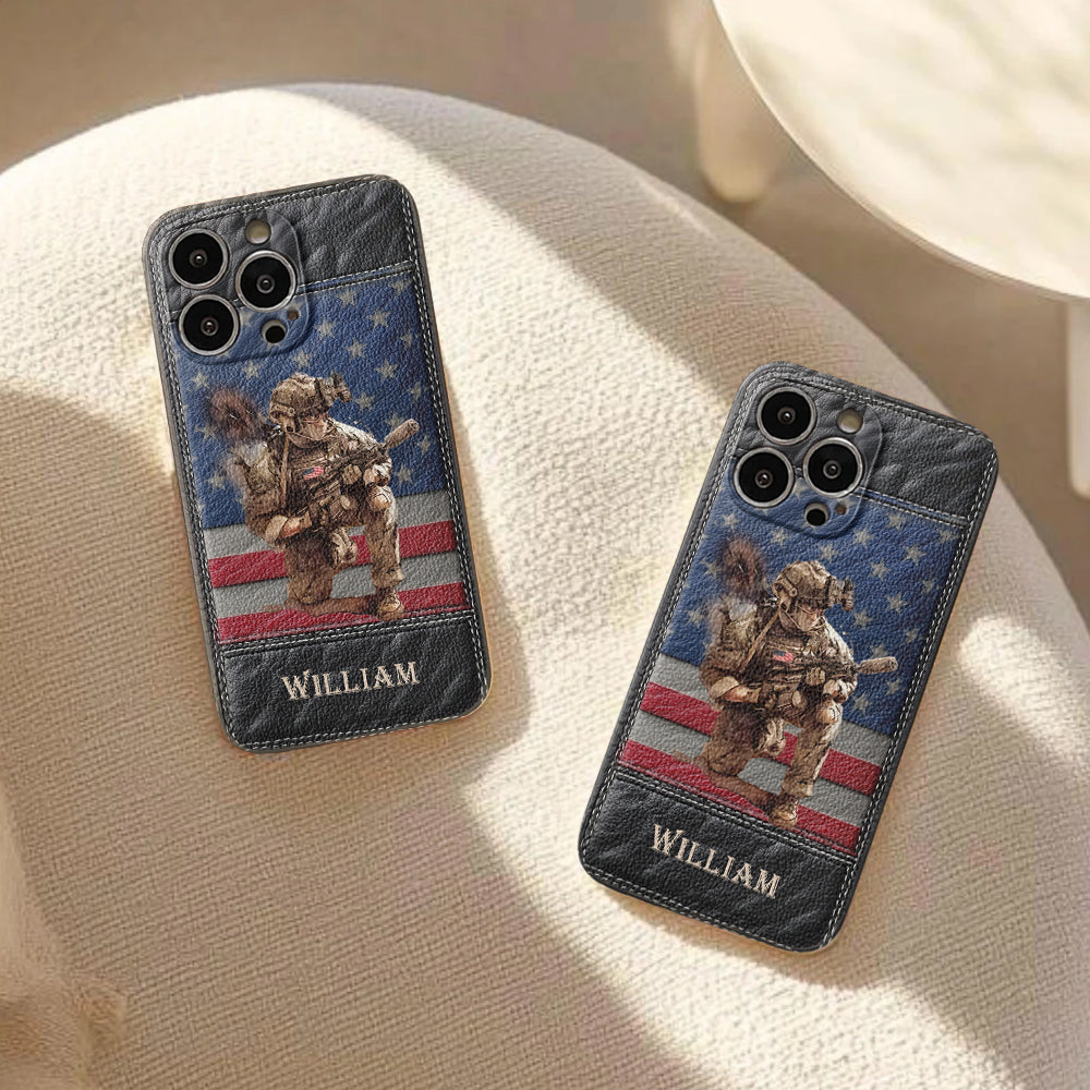 Military Art - Personalized Veteran Leather Phone Case