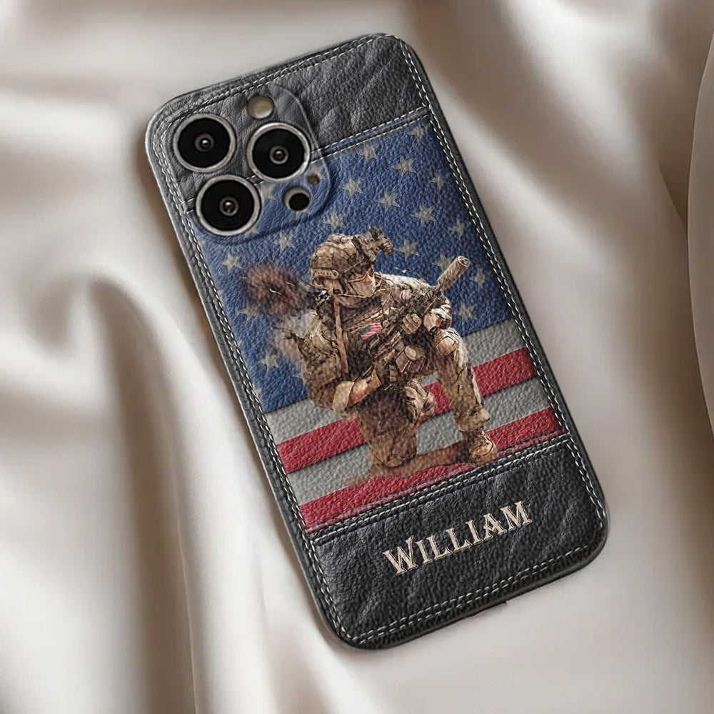 Military Art - Personalized Veteran Leather Phone Case