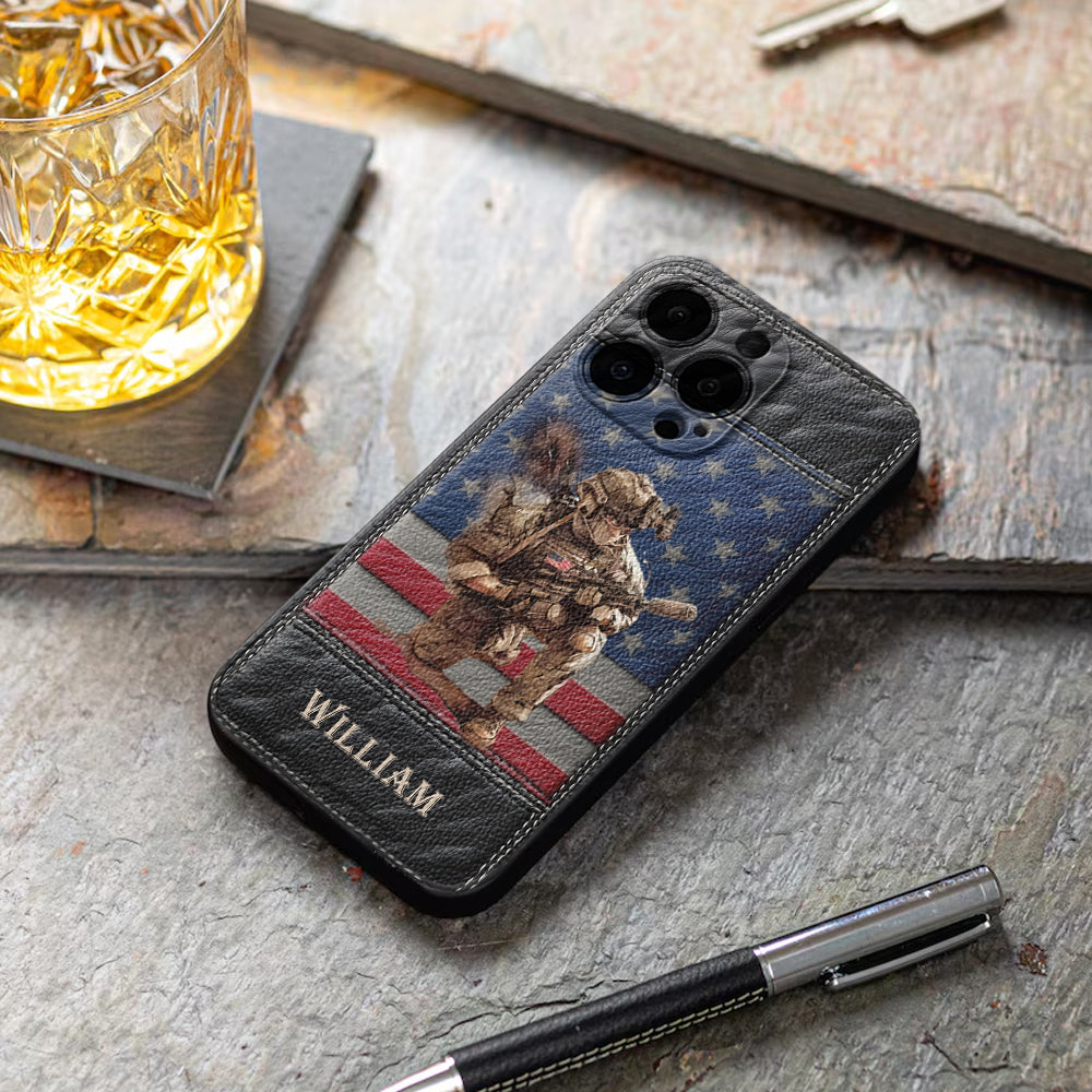 Military Art - Personalized Veteran Leather Phone Case