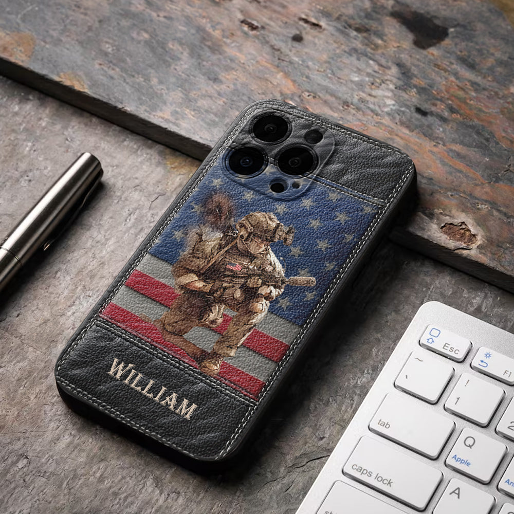 Military Art - Personalized Veteran Leather Phone Case