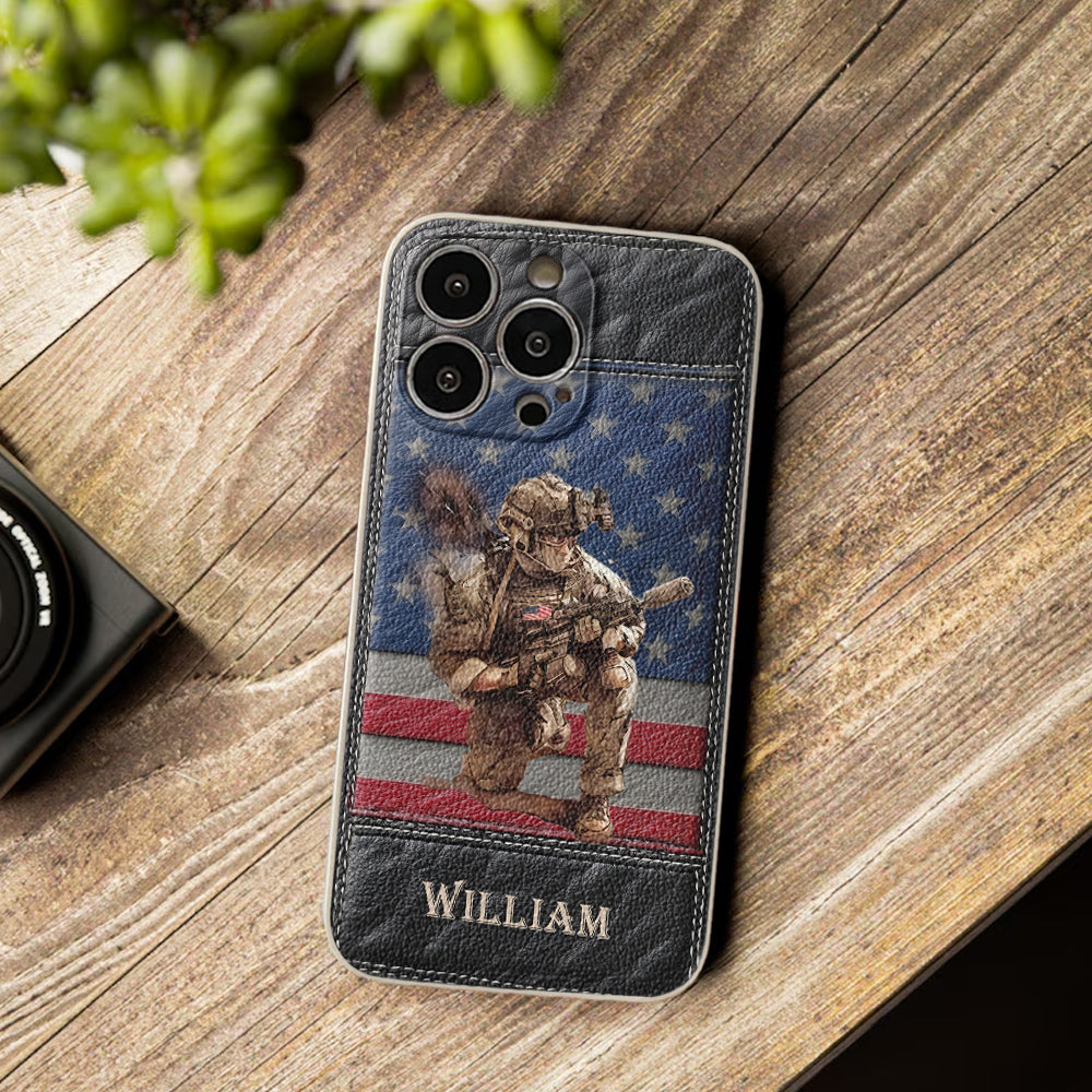 Military Art - Personalized Veteran Leather Phone Case