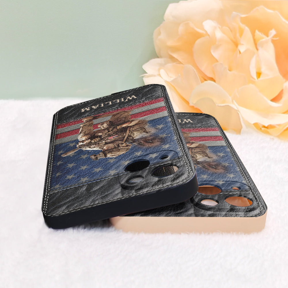 Military Art - Personalized Veteran Leather Phone Case