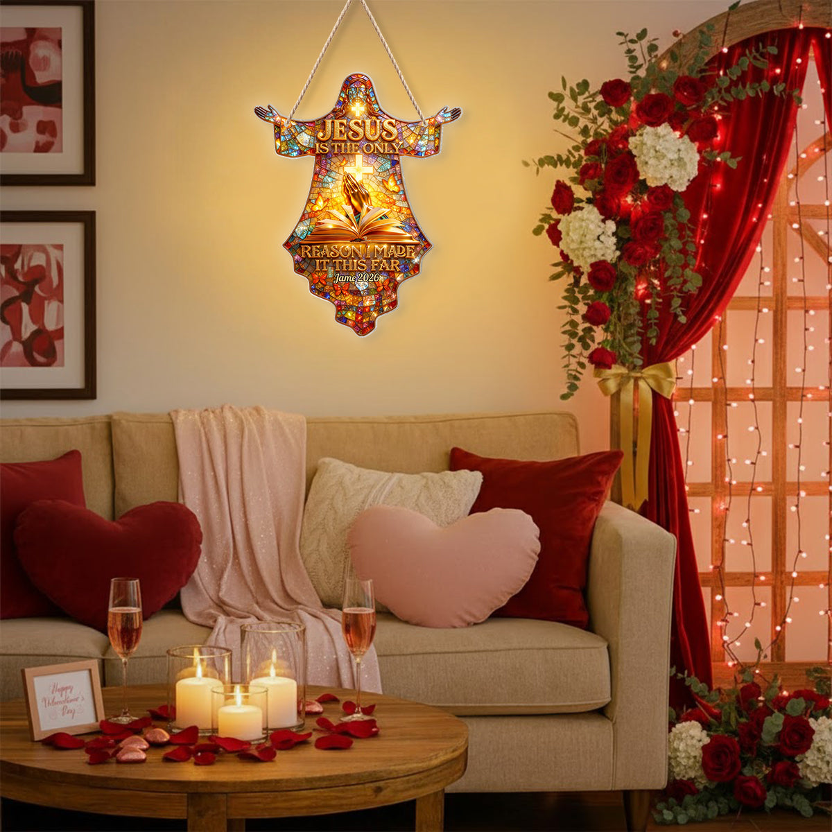 Jesus ist der einzige Grund, warum ich es so weit geschafft habe – Personalisiertes christliches LED-Licht-Acryl-Schild