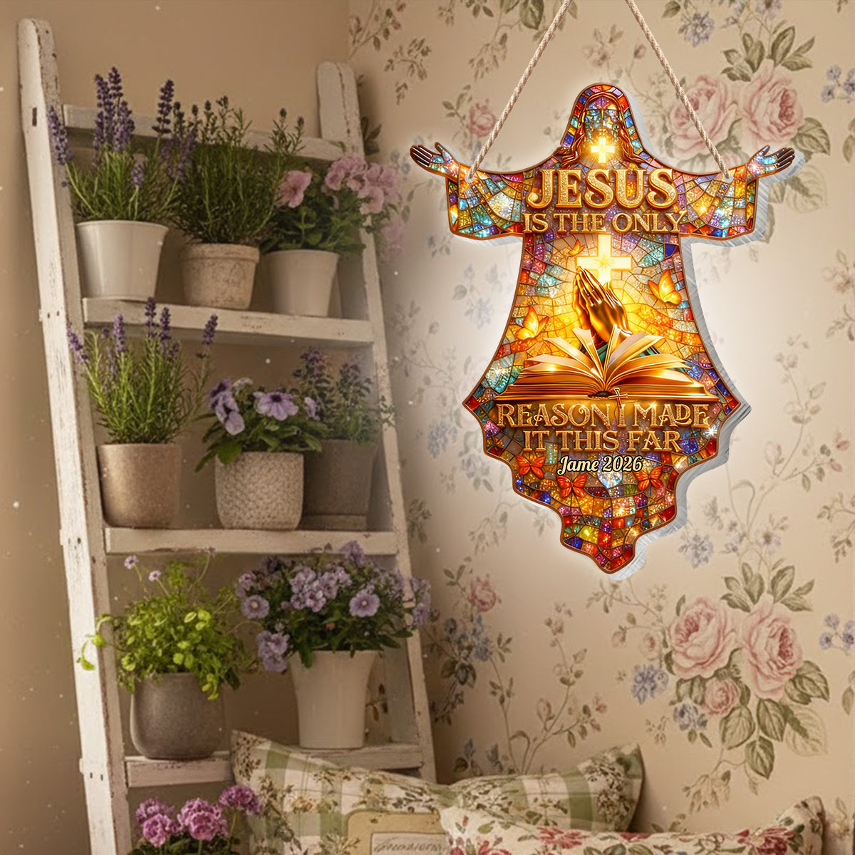 Jesus ist der einzige Grund, warum ich es so weit geschafft habe – Personalisiertes christliches LED-Licht-Acryl-Schild