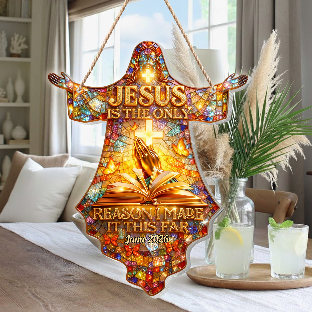 Jesus ist der einzige Grund, warum ich es so weit geschafft habe – Personalisiertes christliches LED-Licht-Acryl-Schild
