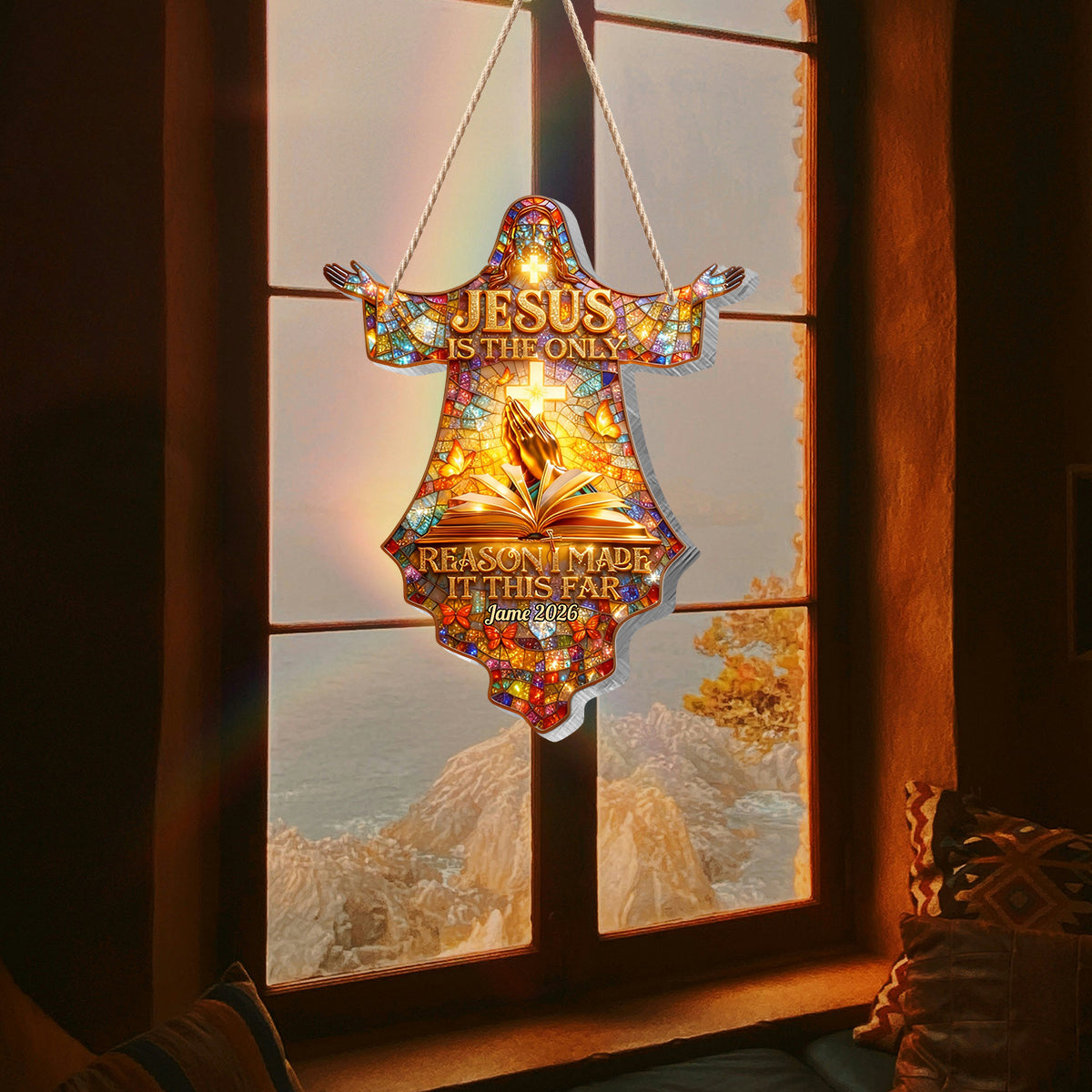 Jesus ist der einzige Grund, warum ich es so weit geschafft habe – Personalisiertes christliches LED-Licht-Acryl-Schild