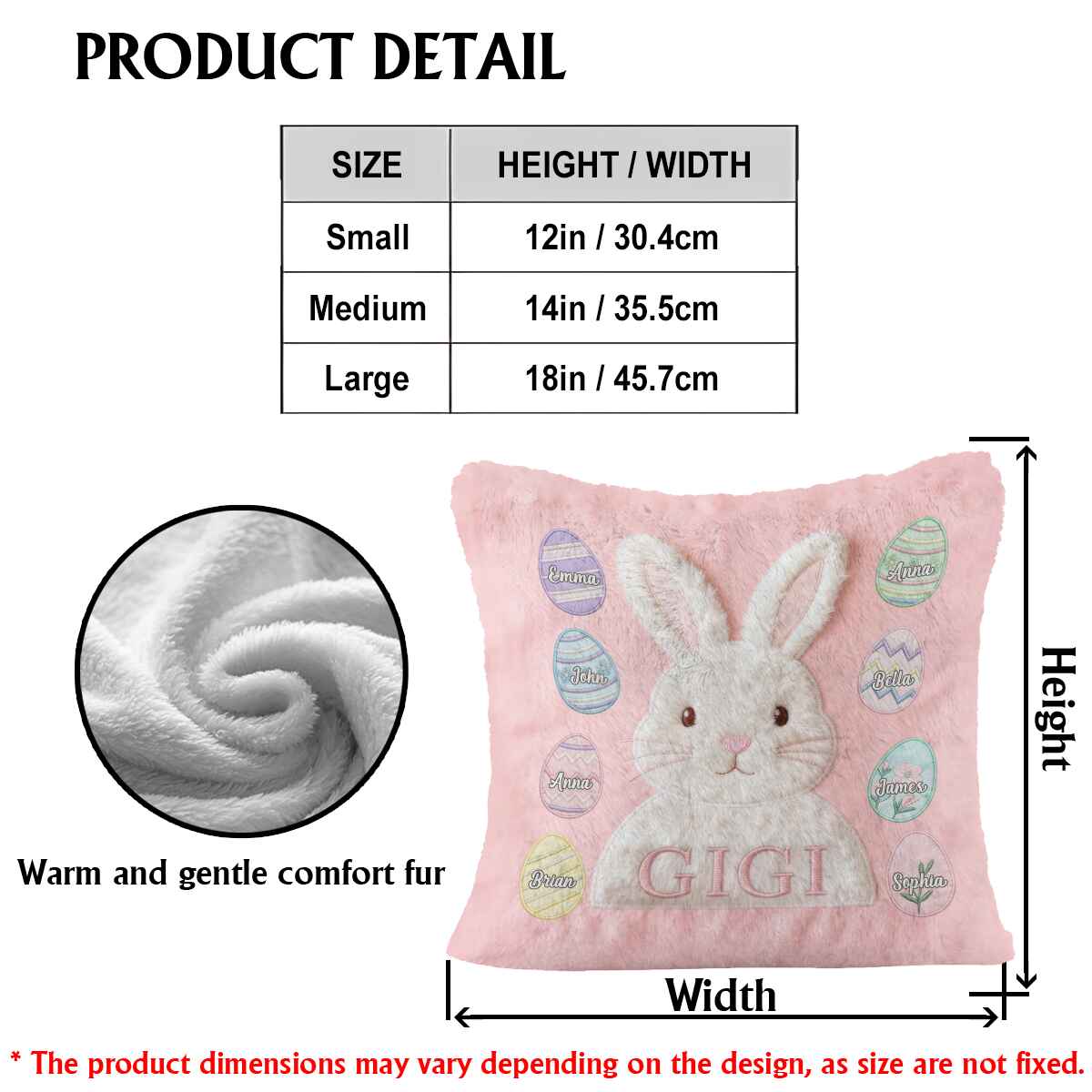 Easter Gift For Grandma, Mom - Personalized Grandma Faux Fur Square Pillow