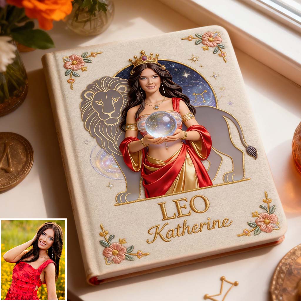 Custom Any Photo Zodiac Style - Personalized Horoscope Leather Journal