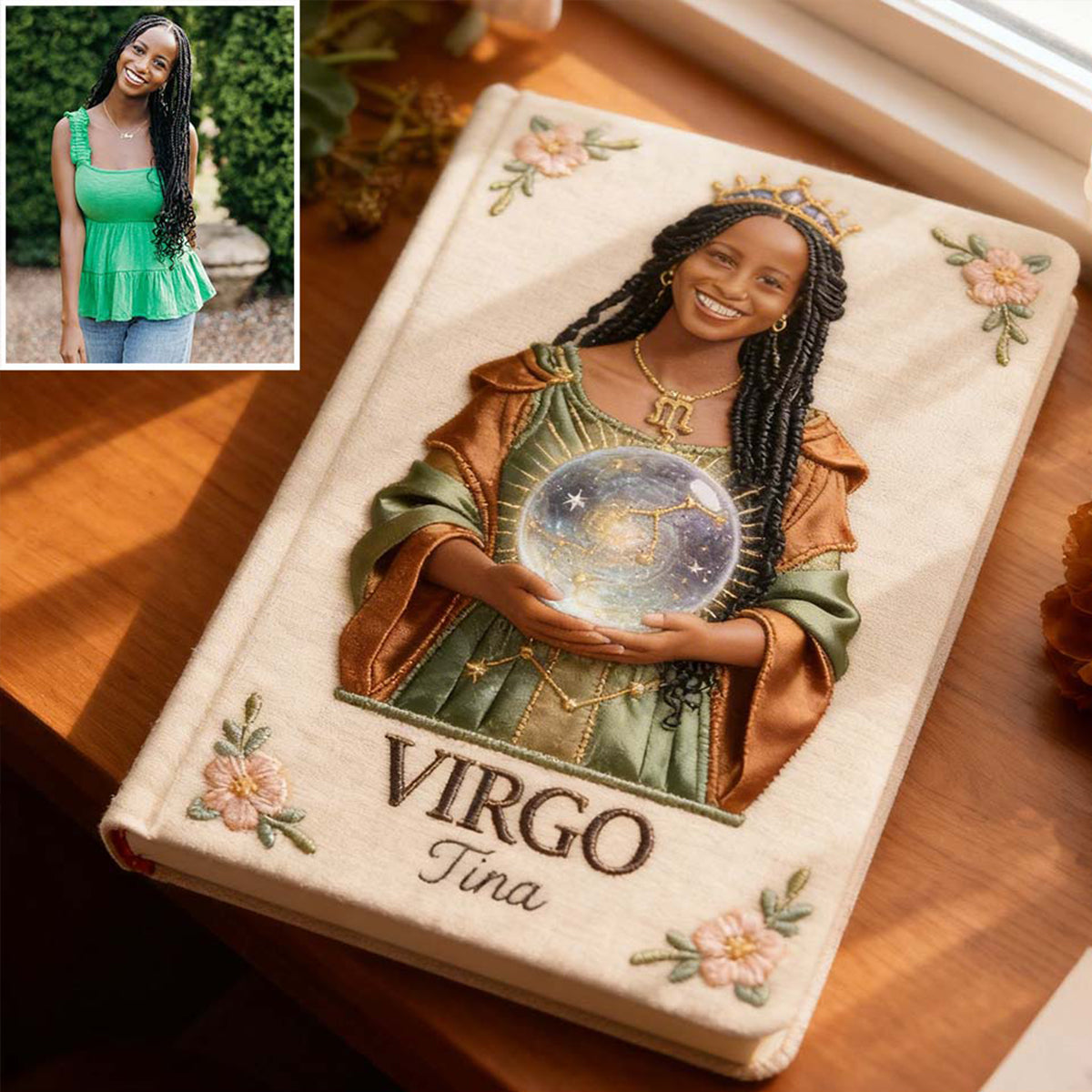 Custom Any Photo Zodiac Style - Personalized Horoscope Leather Journal