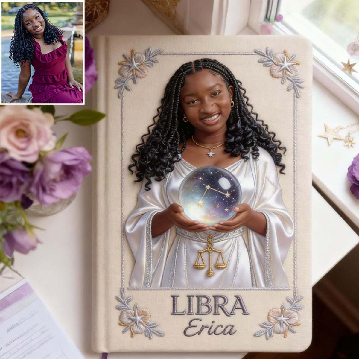 Custom Any Photo Zodiac Style - Personalized Horoscope Leather Journal