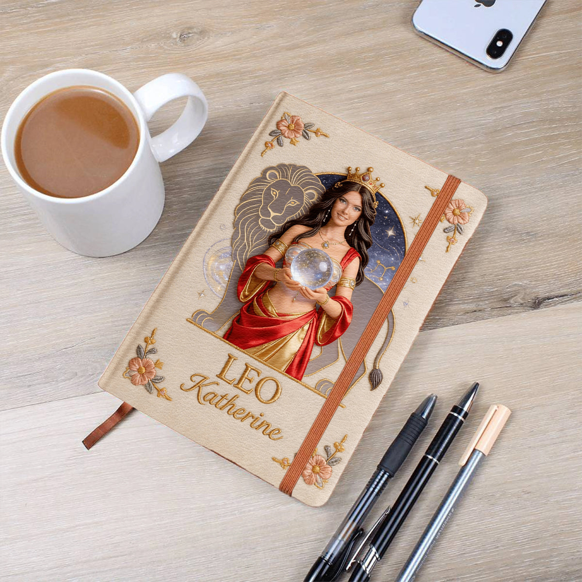Custom Any Photo Zodiac Style - Personalized Horoscope Leather Journal