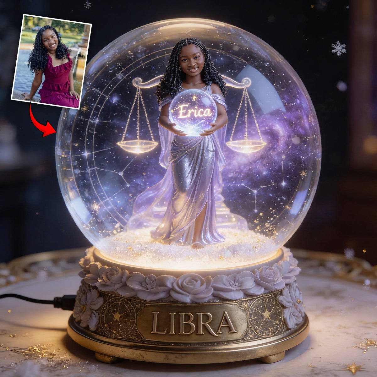 Individuell gestaltbares Horoskop-Nachtlicht im Sternzeichen-Stil mit Foto – Personalisierte LED-Nachtleuchte aus Acryl mit Horoskop-Motiv