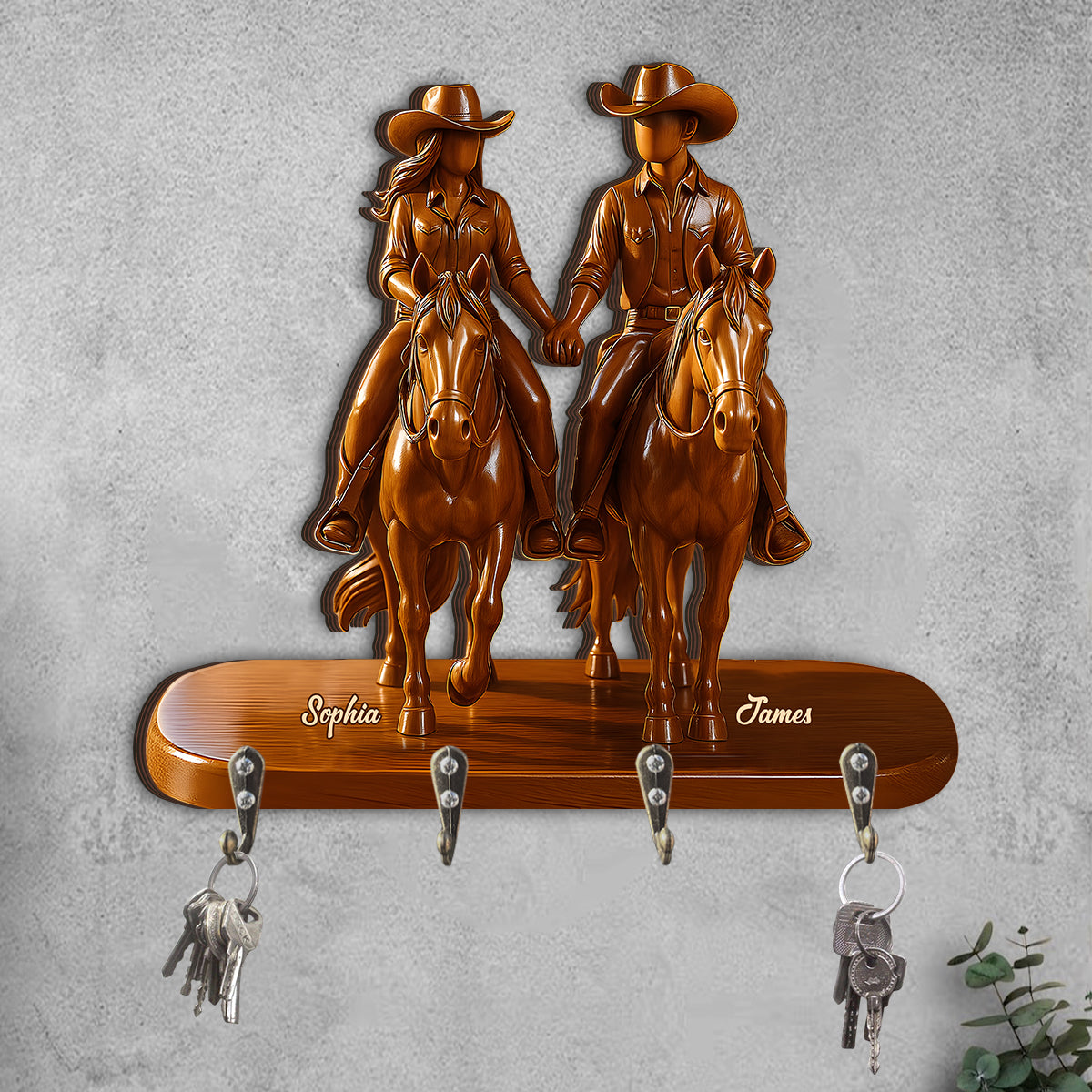 Reitpartner fürs Leben – Personalisierter Schlüsselhalter in Cowgirl-Form