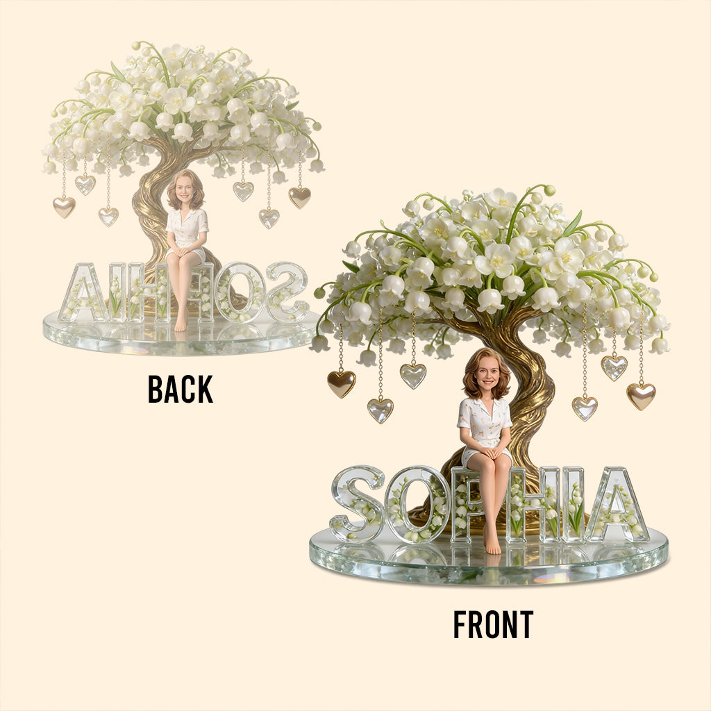 Individuell gestaltete Geburtsmonatsblume mit Foto – Personalisierte Acrylplakette in individueller Form zur Selbstliebe