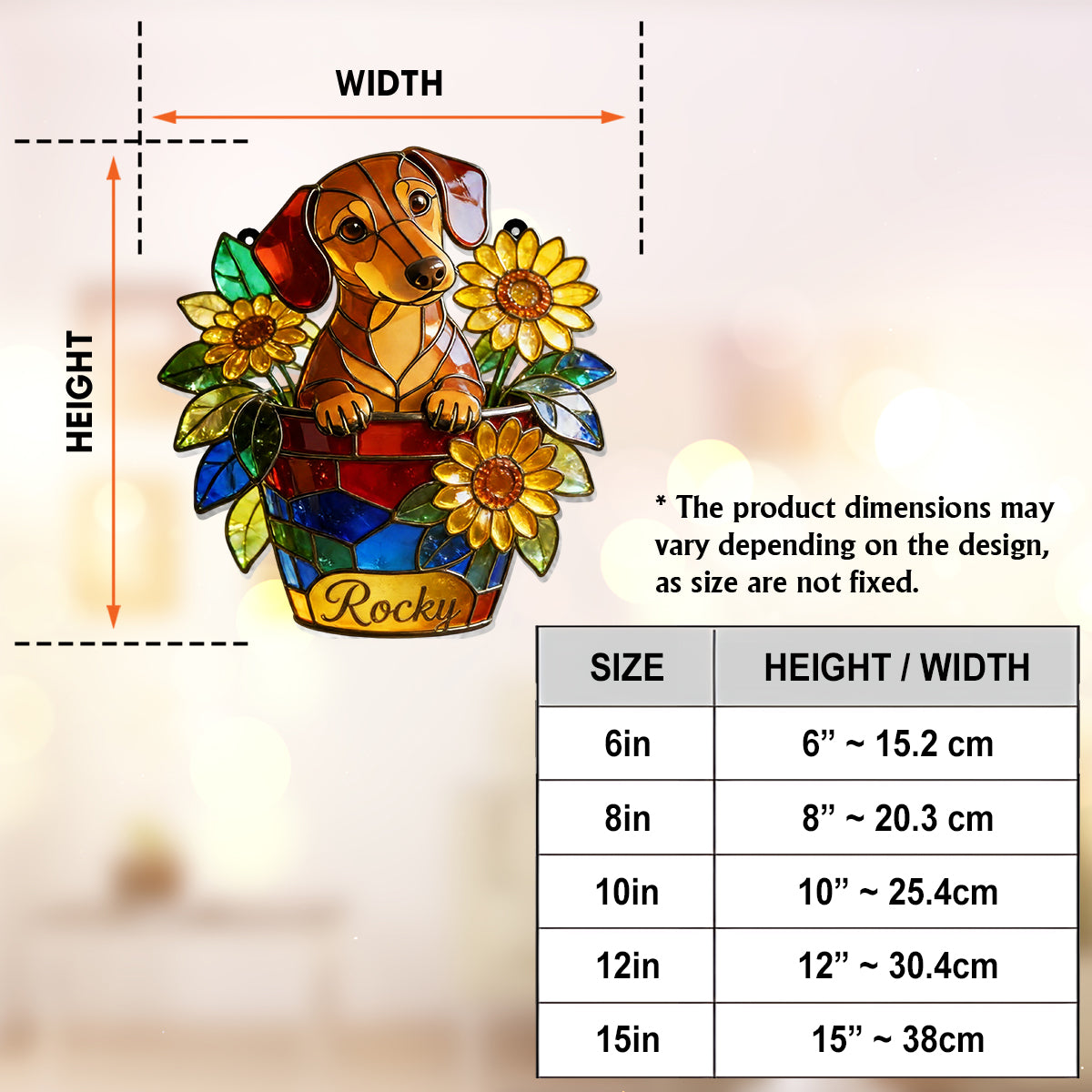 Niedliches Haustier und Blumen – Personalisierter Hunde-Fensterhänger als Sonnenfänger 