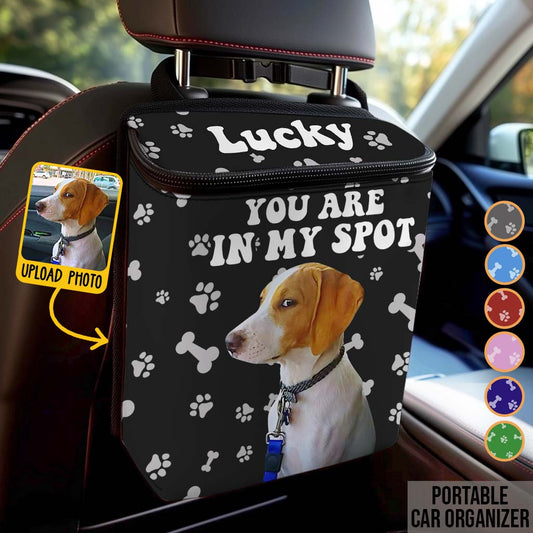 Du bist auf meinem Platz – Personalisierter tragbarer Auto-Mülleimer/Organizer für Hunde