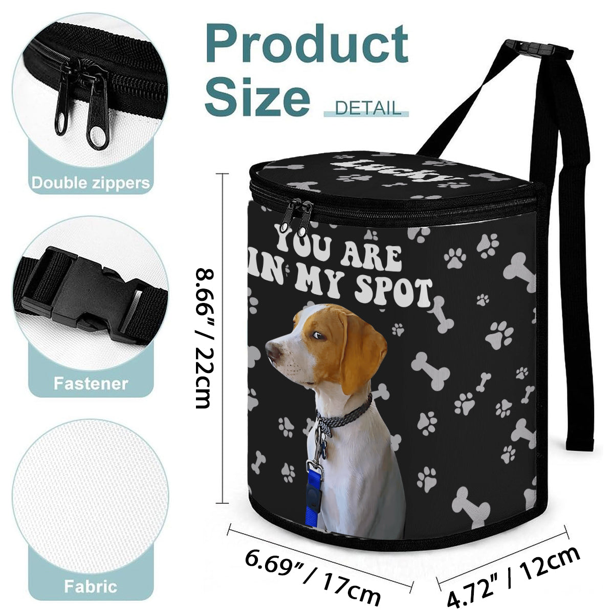 Du bist auf meinem Platz – Personalisierter tragbarer Auto-Mülleimer/Organizer für Hunde