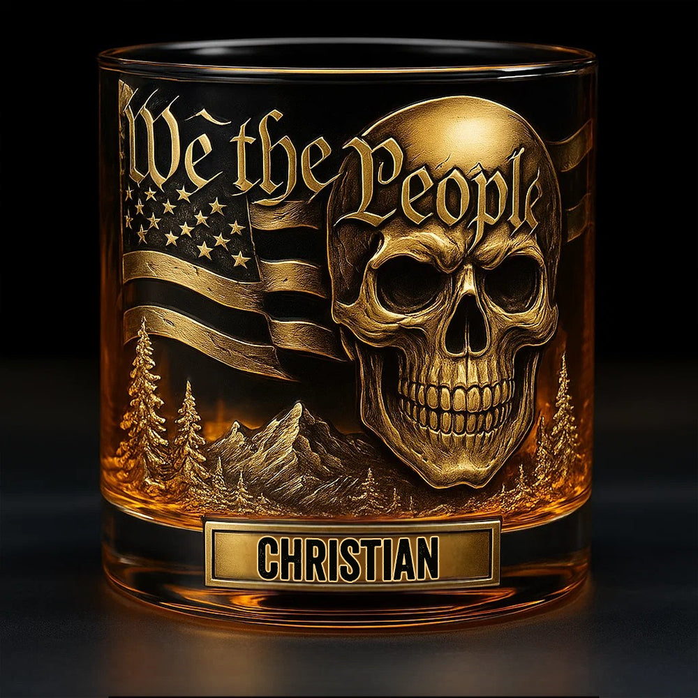 Wir, das Volk – Personalisiertes Totenkopf-Whiskyglas