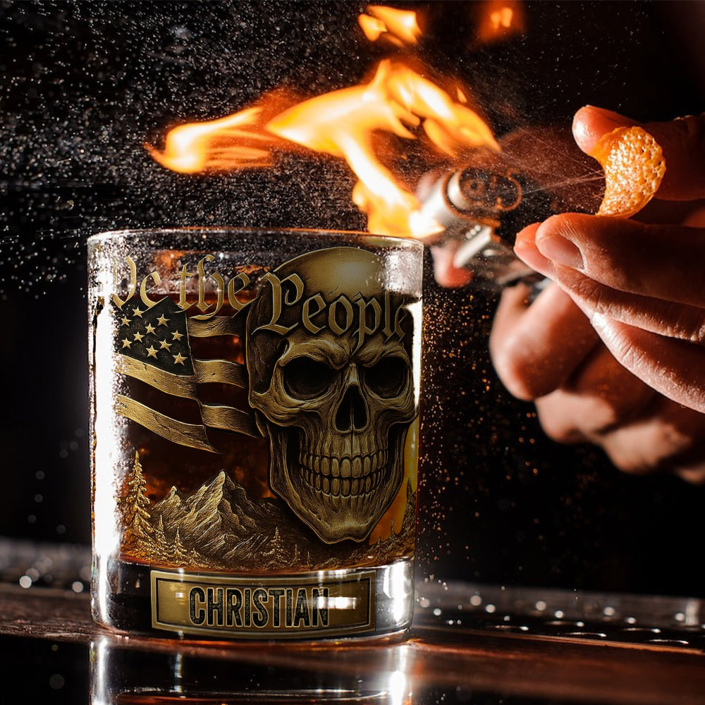 Wir, das Volk – Personalisiertes Totenkopf-Whiskyglas