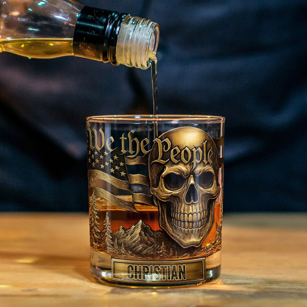 Wir, das Volk – Personalisiertes Totenkopf-Whiskyglas