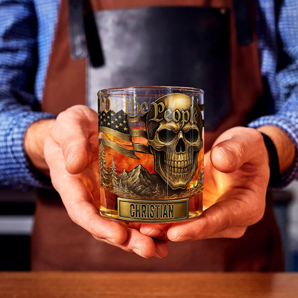 Wir, das Volk – Personalisiertes Totenkopf-Whiskyglas