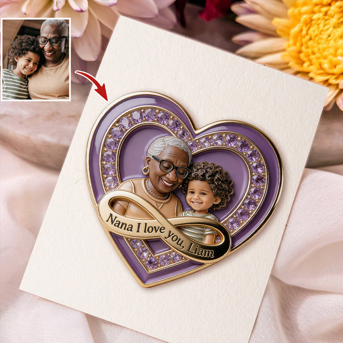 I Love You - Personalized Mother Pin