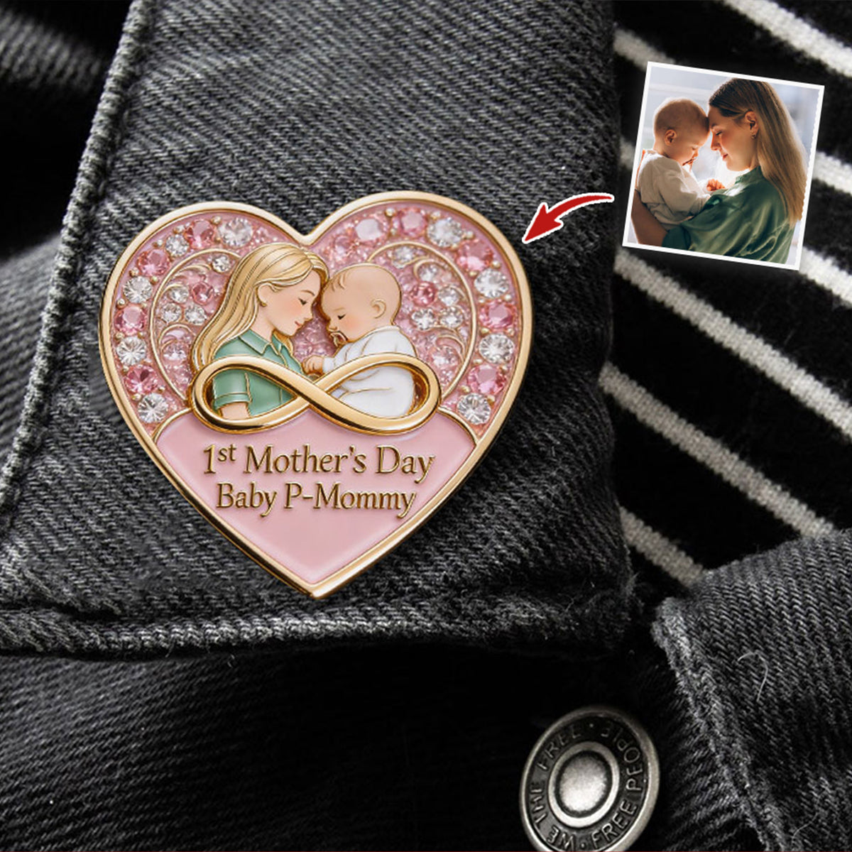 I Love You - Personalized Mother Pin