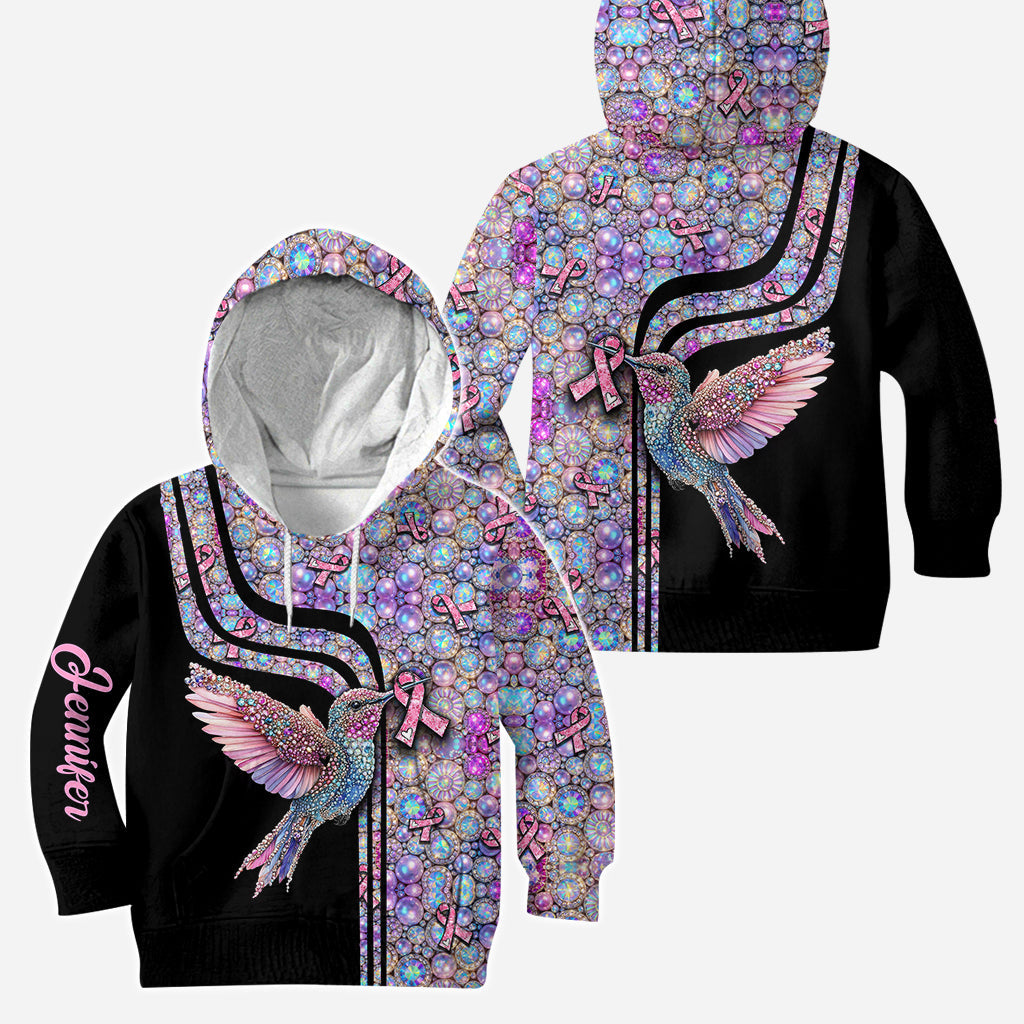 Pink Hummingbird - Personalized Breast Cancer Awareness Hoodie and Leggings