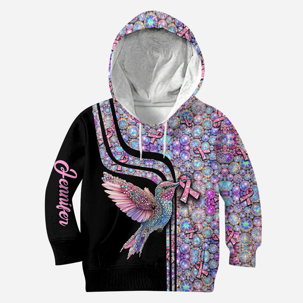 Pink Hummingbird - Personalized Breast Cancer Awareness Hoodie and Leggings