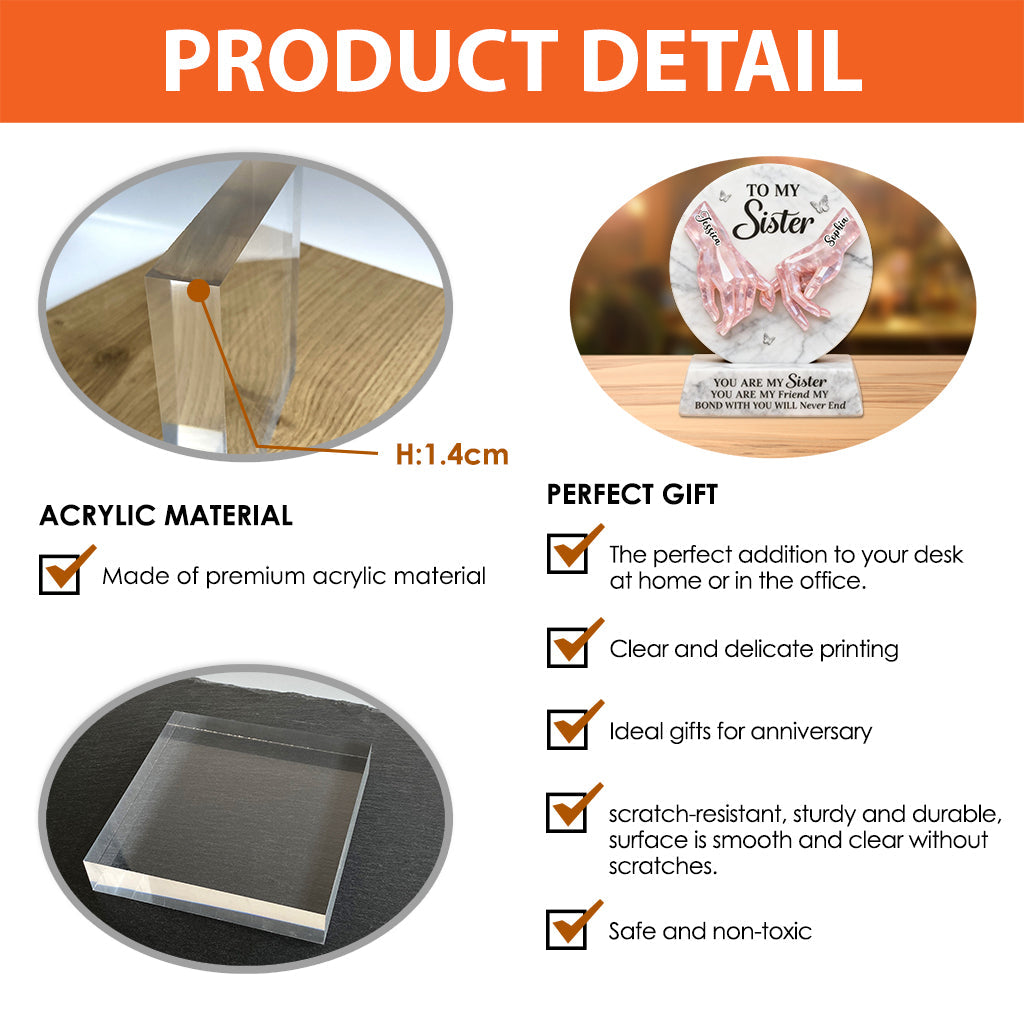 Du bist meine Schwester – Personalisierte Acrylplakette in individueller Form für beste Freundinnen