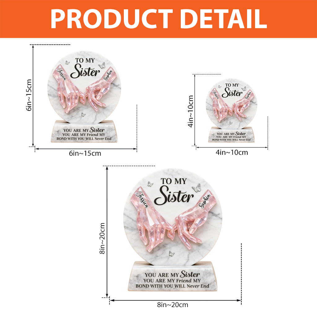 Du bist meine Schwester – Personalisierte Acrylplakette in individueller Form für beste Freundinnen