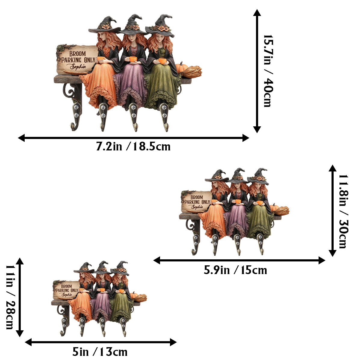 Bloom Parking – Personalisierter, hexenförmiger Schlüsselhalter