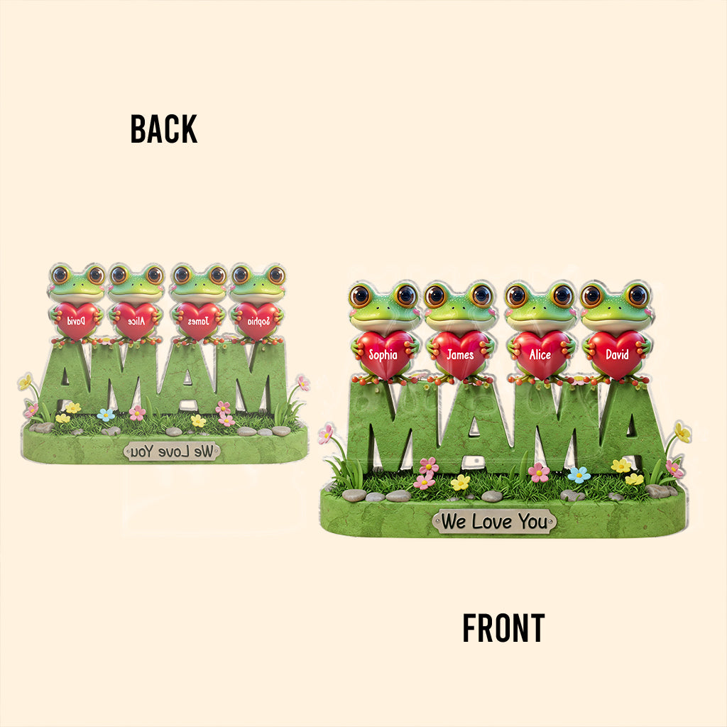 Mama, wir lieben dich – personalisierte Acrylplakette in individueller Form für die Mutter