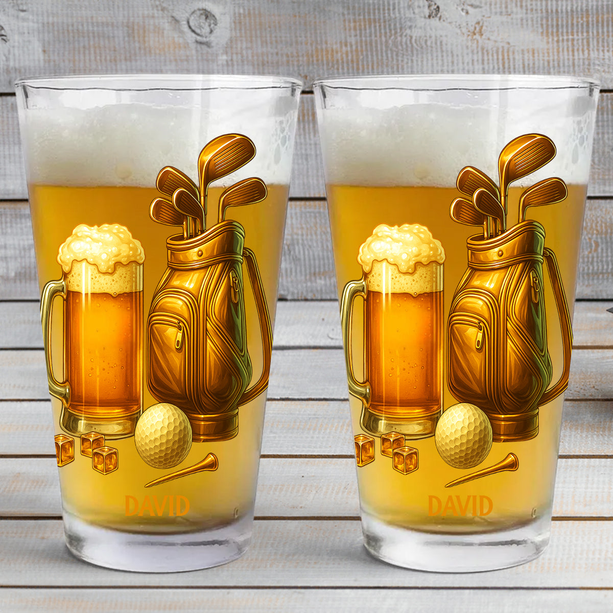 Beer & Golf - Personalized Golf Beer Glass
