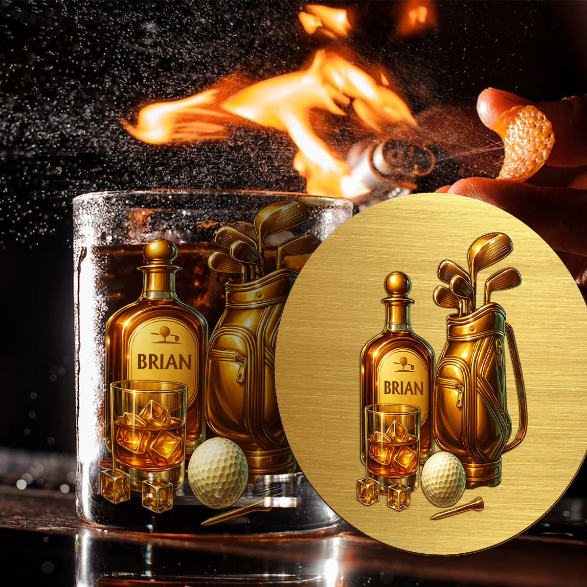 Whiskey & Golf – Personalisiertes Golf-Whiskeyglas