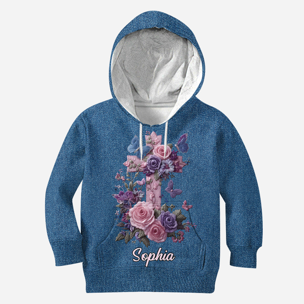 Kreuz & Blumen – Eleganter Stil zur Ehre des Glaubens – Personalisiertes christliches Allover-Shirt