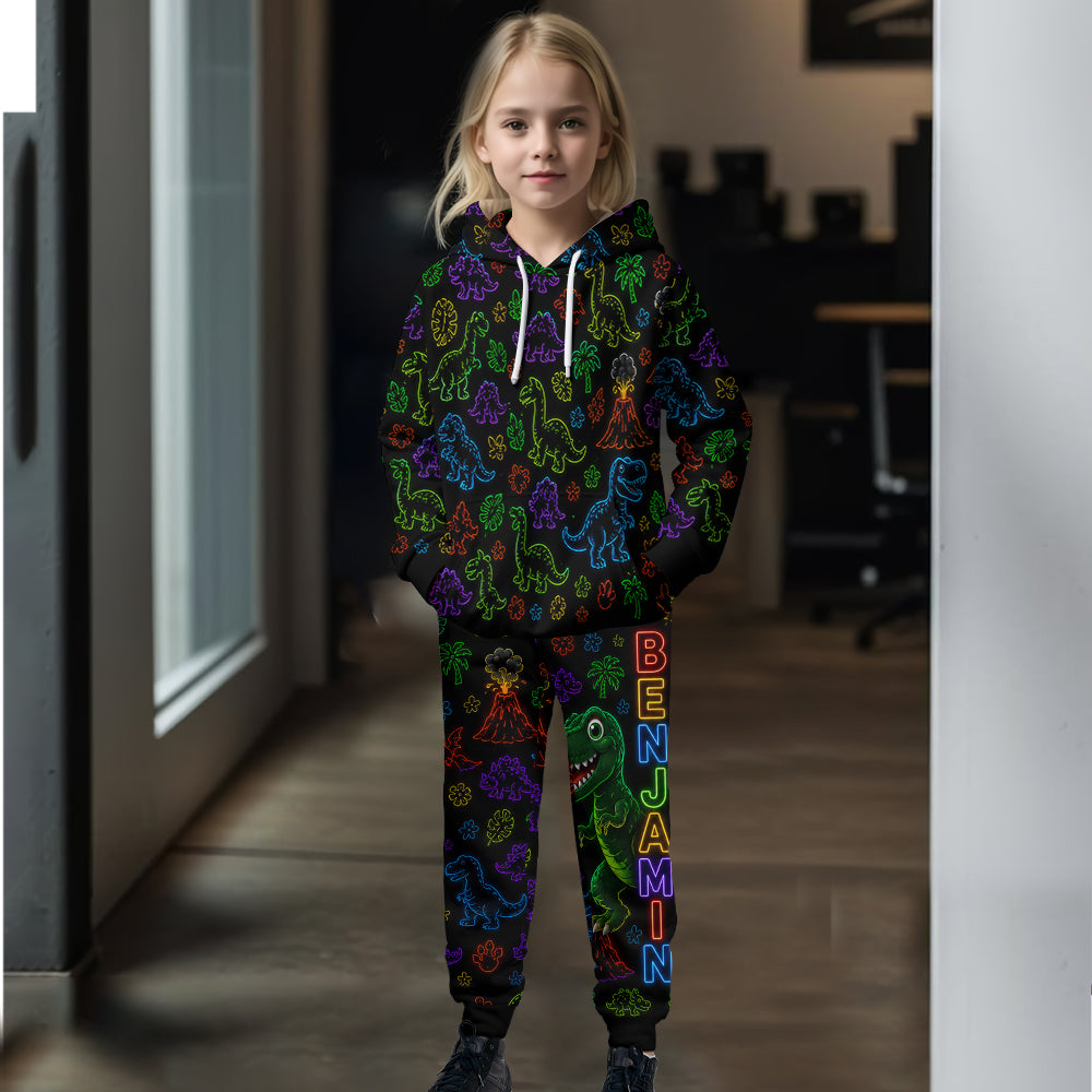 Neon Style Gift For Kids - Personalized Kid Kid Hoodie & Kid Jogger Sweatpants